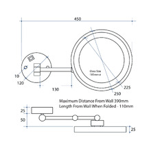 Ablaze 250mm 3x Magnification Shaving Mirror with Concealed Wiring